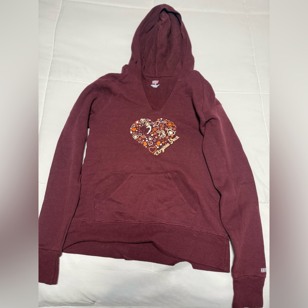 Soffe Maroon Hoodie with Heart Pattern
